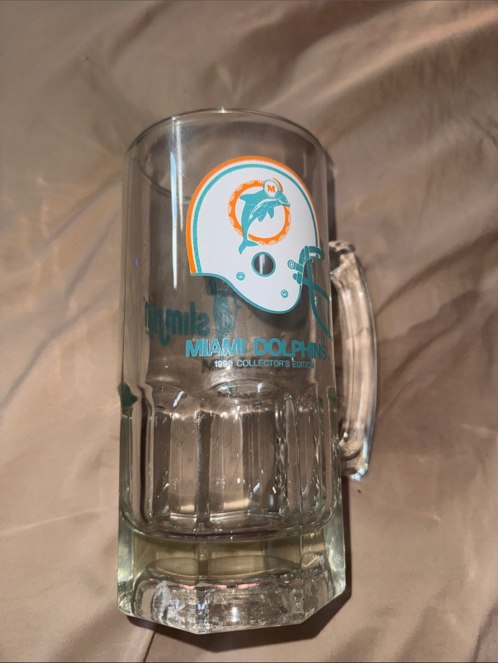 Miami Dolphins Collector's Glass Beer Mug - Teal & Orange Logo